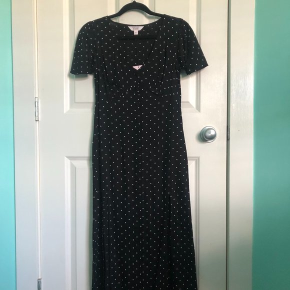 Miss Selfridge Black Polka-Dot Maxi Dress US2/XS - Picture 1 of 4